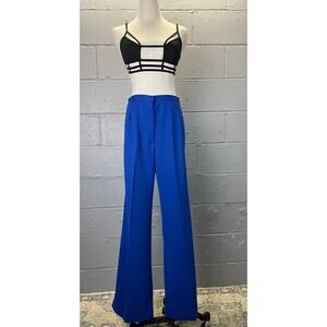 Vintage 1970s Givenchy Sport High Waist Flare Polyester Pants Royal Blue